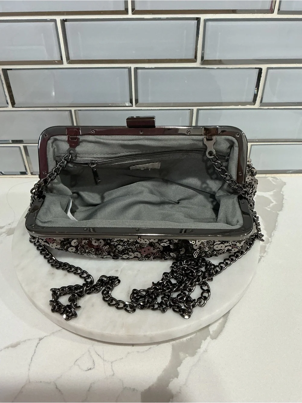 a new day Black Sequin Clutch with Chain Strap - Picture 3 of 4